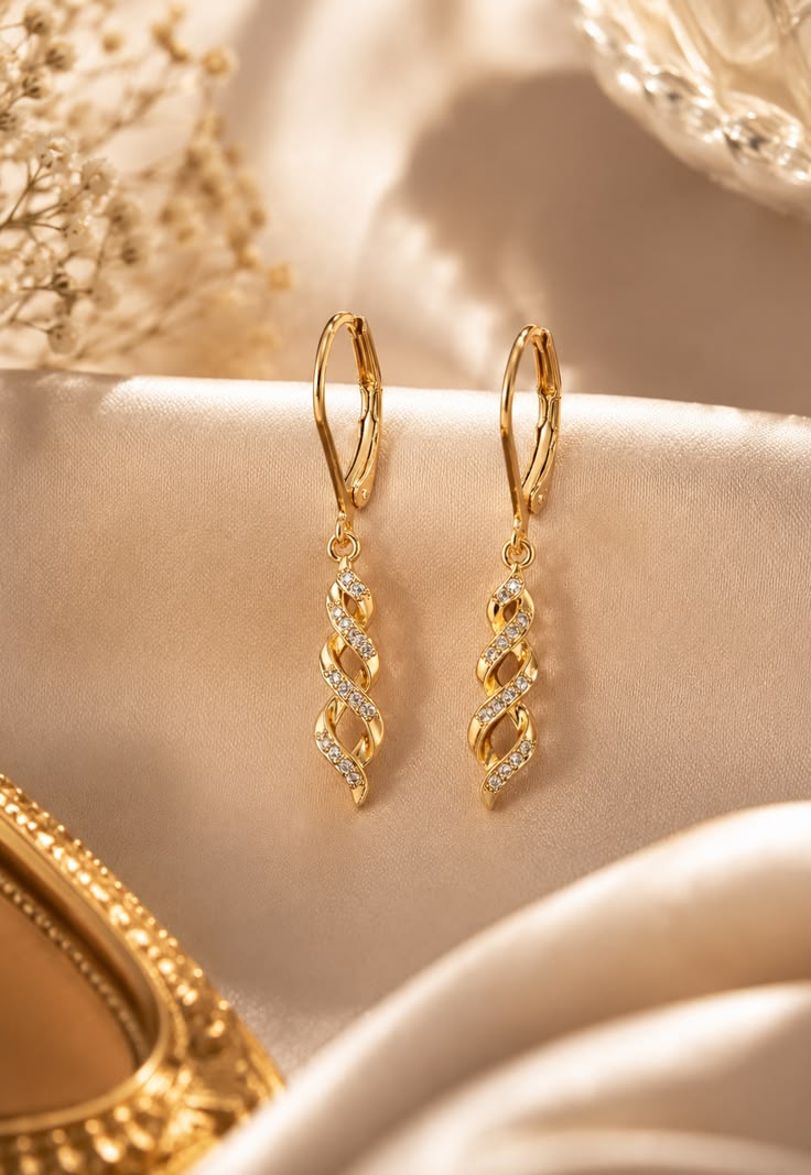 Twisted Elegance Crystal Drop Earrings