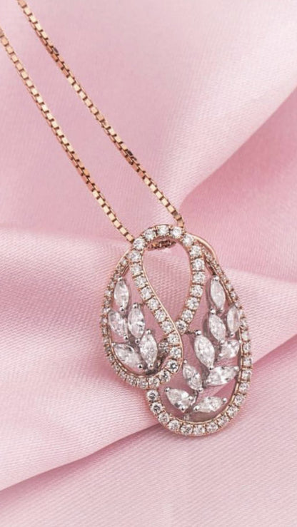 💎 Exquisite Rose Gold Diamond Open-Loop Marquise Cluster Pendant