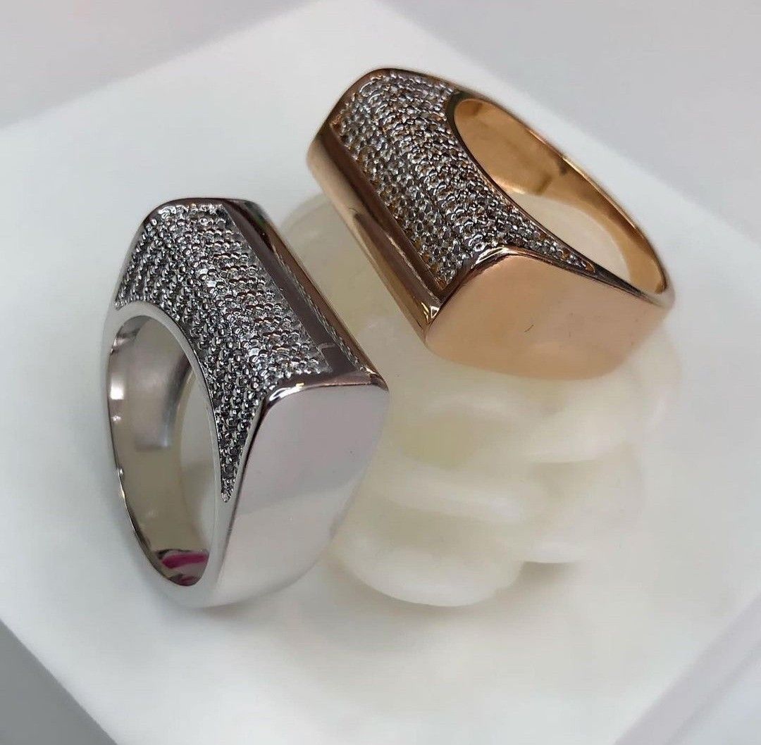custom-designed pave-set signet rings