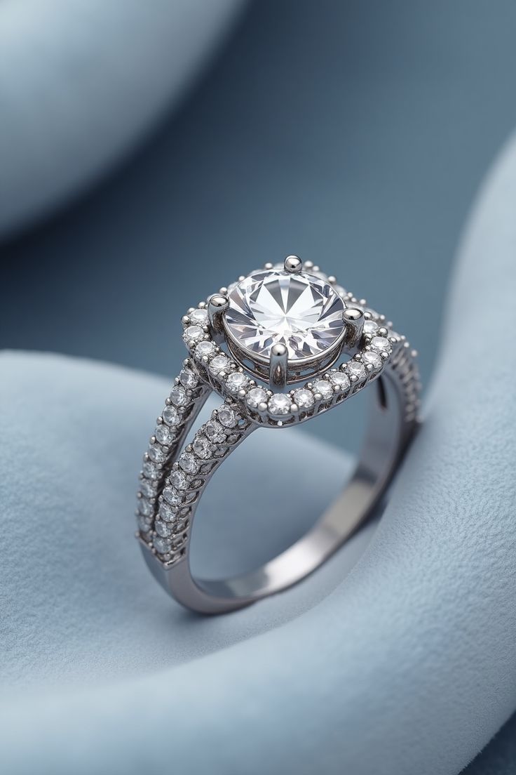 Exquisite Cushion Halo Engagement Ring