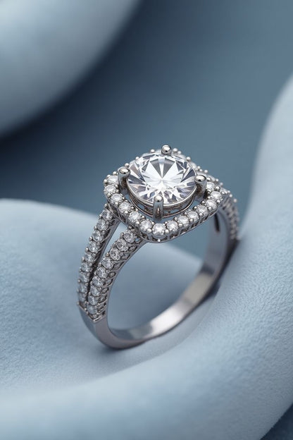 Exquisite Cushion Halo Engagement Ring