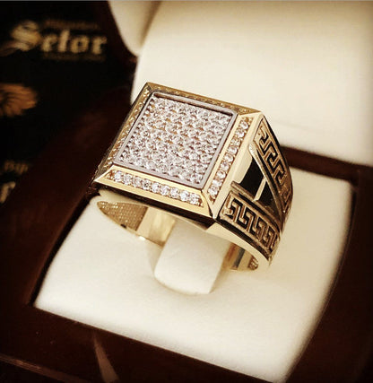 Men’s Gold Greek Key Signet Ring