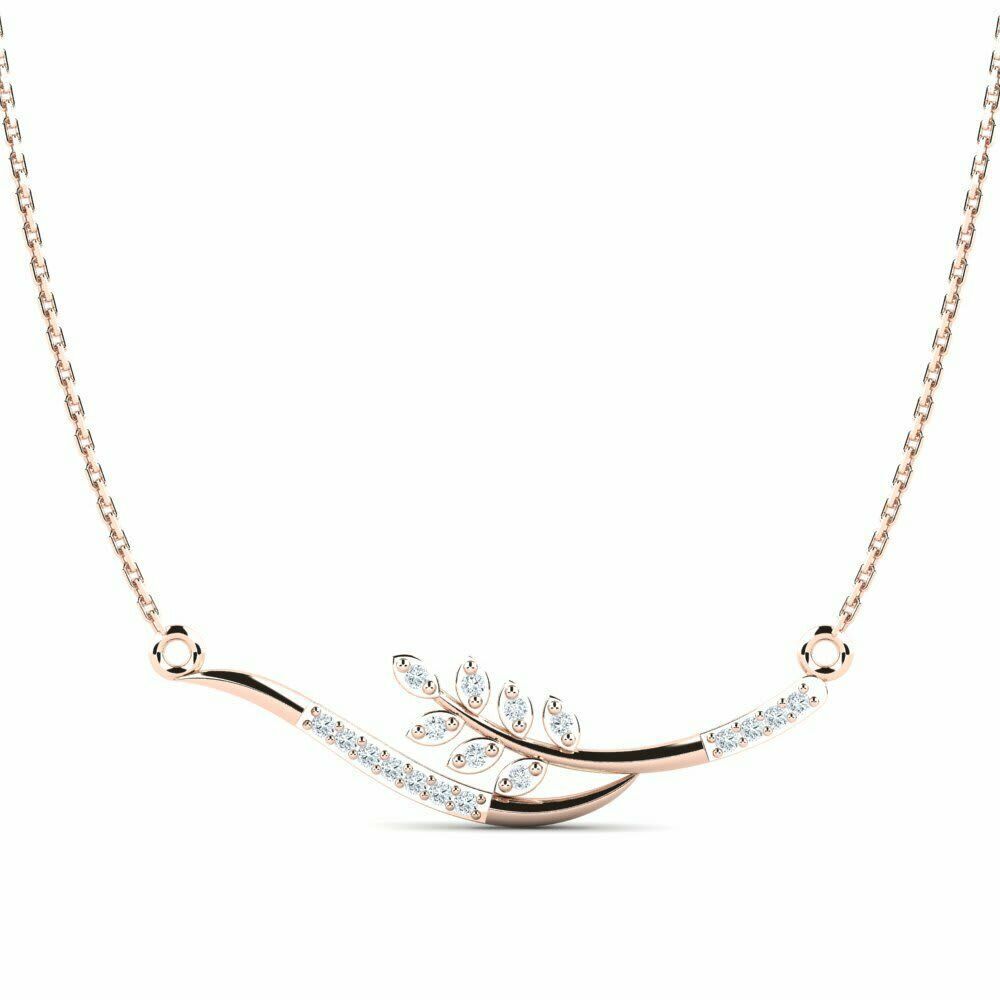 Rose Gold Leaf Motif Diamond Necklace