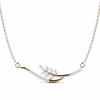 Rose Gold Leaf Motif Diamond Necklace
