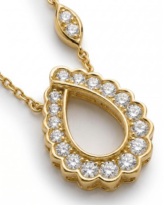 Elegant Teardrop Diamond Halo Pendant Necklace