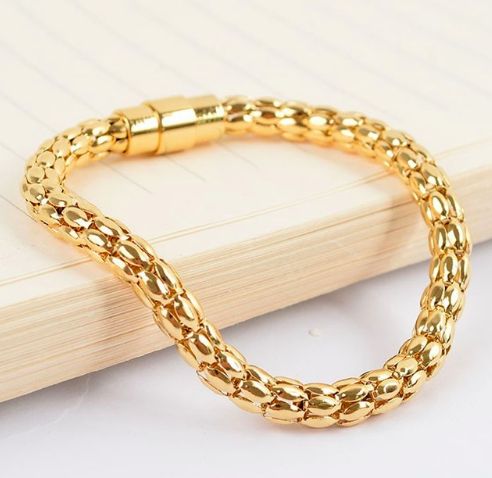 Men’s Gold-Tone Woven Mesh Chain Bracelet