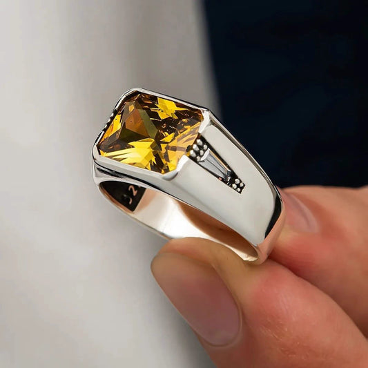 Cushion-Cut Yellow Citrine Statement Ring