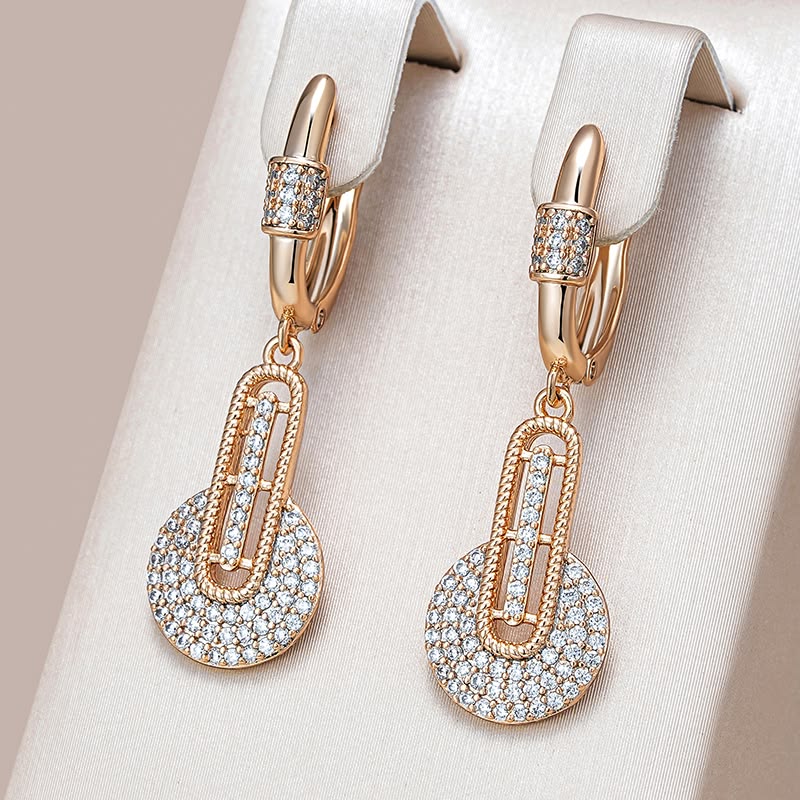 💎 Elegant Rose Gold Geometric Dangle Earrings