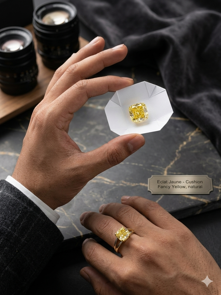 Fancy Yellow Cushion Cut Diamond