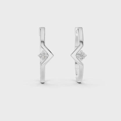 Modern Diamond Accent Hinged Hoop Earring