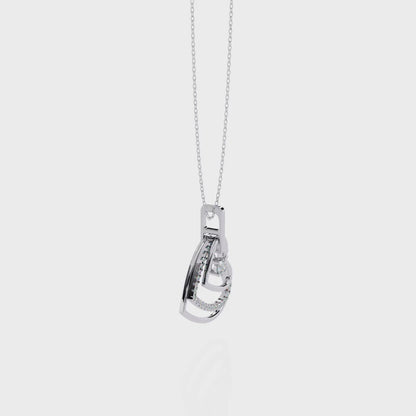 Double Interlocking Pave Heart Diamond Pendant