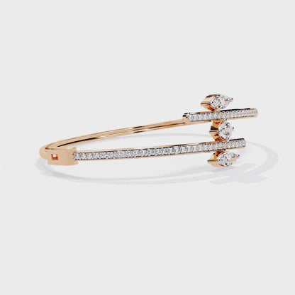 Sparkling Marquise & Round Diamond Bypass Bangle