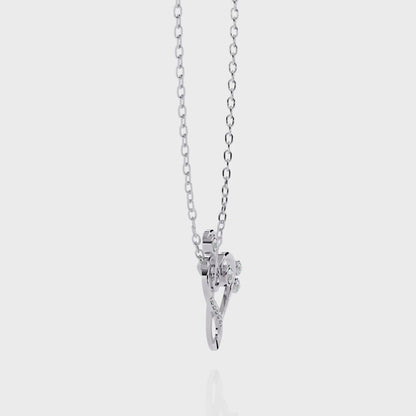 Silver Diamond Treble Clef & Bass Clef Heart Pendant
