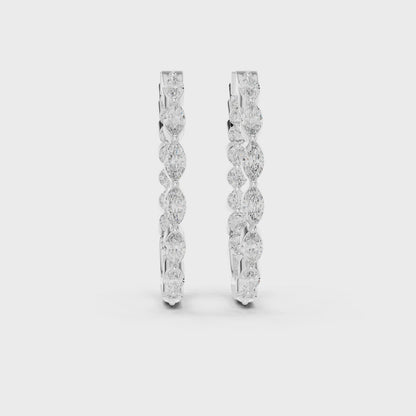 Marquise & Round Diamond Inside-Out Hoop Earrings