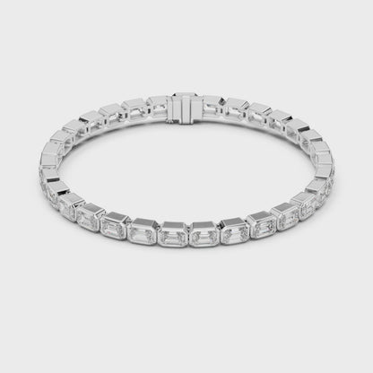 Classic Emerald-Cut Bezel-Set Diamond Tennis Bracelet
