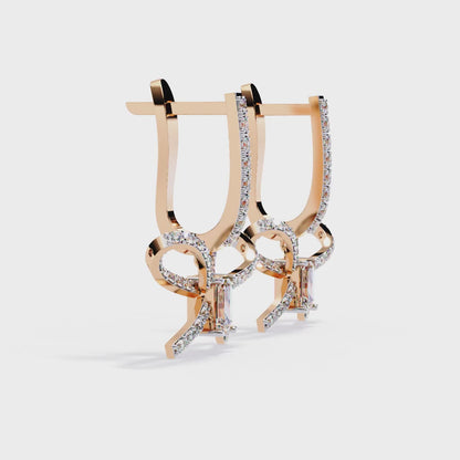Emerald-Cut Bow Drop Earrings
