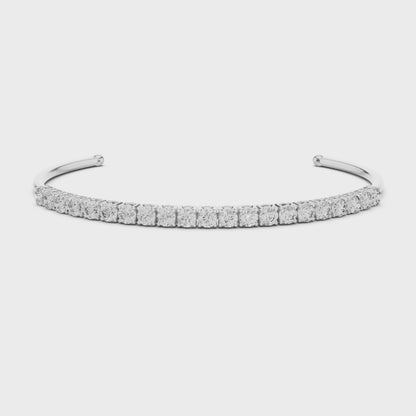 Half-Pavé Diamond Cuff Bangle