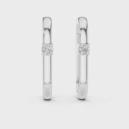 Modern Solitaire Square Hoop Earrings