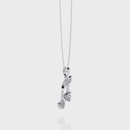 Diamond Music Note & Heart Pendant