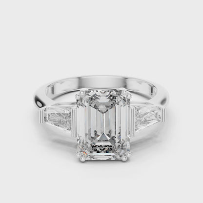 Three-Stone Emerald-Cut Diamond Engagement Ring