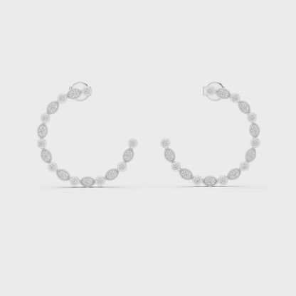 Art Deco-Inspired Alternating Diamond Hoop Earrings
