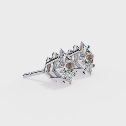 Princess Cut Diamond Solitaire Stud Earrings