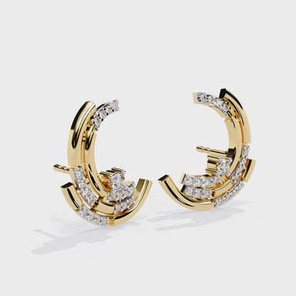 Luxury Diamond Hoop Earrings – Round Brilliant Diamond Studded Design