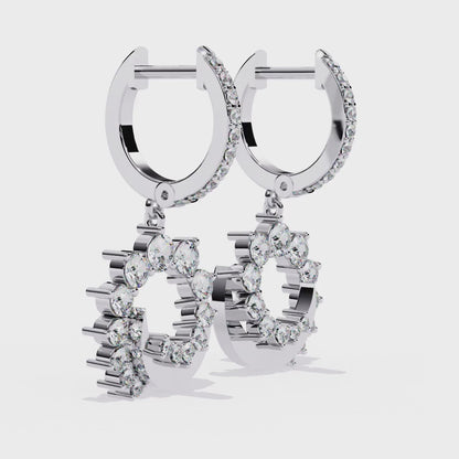 Diamond Hoop Drop Earrings