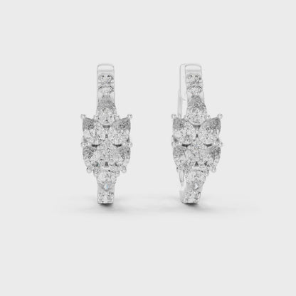 Diamond Cluster Pear & Round Huggie Hoops