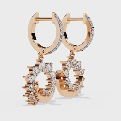 Diamond Hoop Drop Earrings