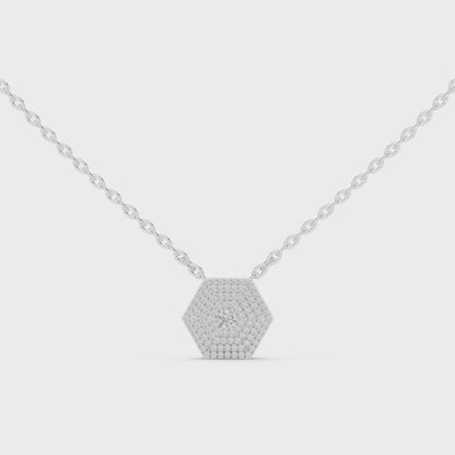 Hexagonal Pavé Diamond Pendant Necklace