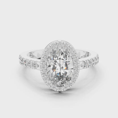 Classic Oval Halo Diamond Engagement Ring