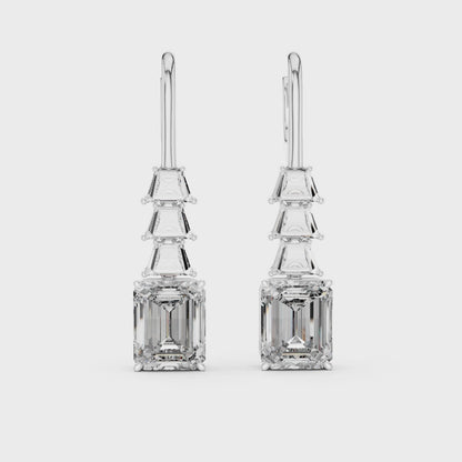 Emerald-Cut Diamond Drop Earrings