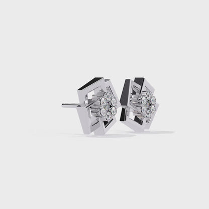 Diamond Cluster Stud Earrings