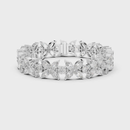 Ethereal Blossom Cluster Diamond Tennis Bracelet