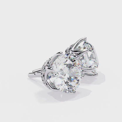 Weight Round Brilliant Diamond Solitaire Stud Earrings