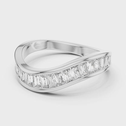 Wave Channel-Set Baguette Diamond Ring