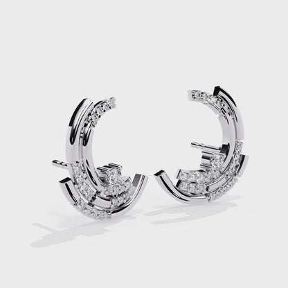 Luxury Diamond Hoop Earrings – Round Brilliant Diamond Studded Design