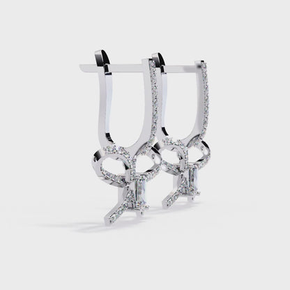 Emerald-Cut Bow Drop Earrings