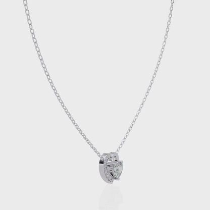 Silver Sparkling Heart Pendant Necklace