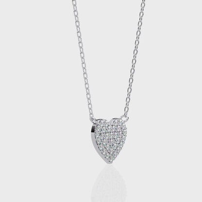 Sterling Silver Pavé Diamond Heart Pendant Necklace