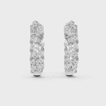 Multi-Shape Diamond Cluster Inside-Out Hoop Earrings