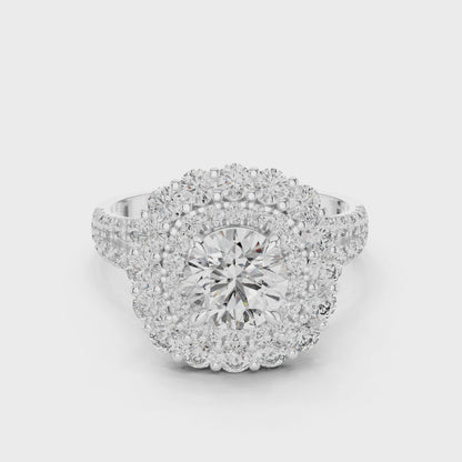 Double Halo Diamond Engagement Ring
