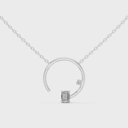 Modern Elegance Open Circle Emerald-Cut Diamond Pendant