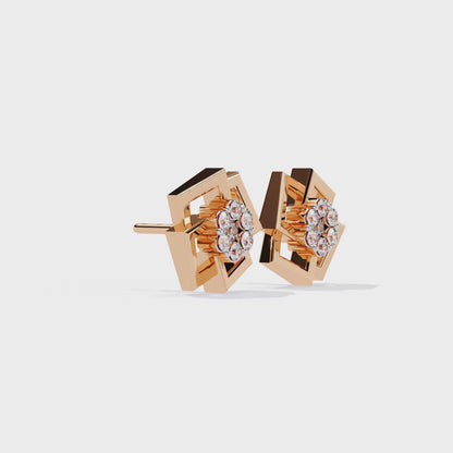Diamond Cluster Stud Earrings
