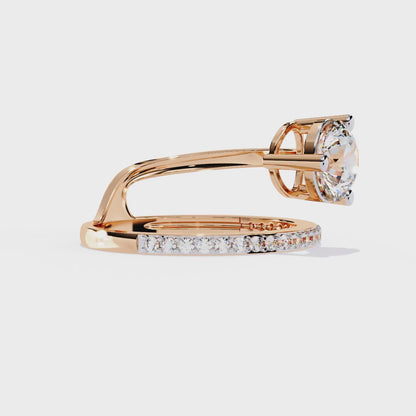 Elegant Round Cut Diamond Crossover Ring