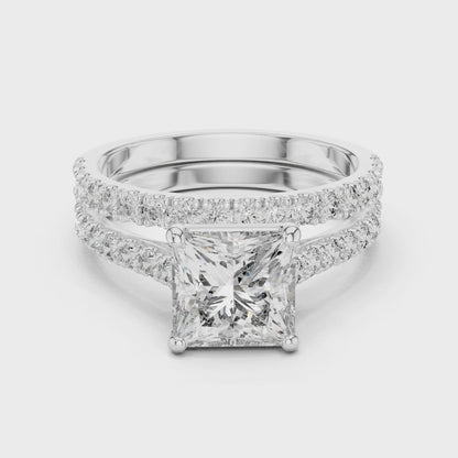 Brilliant Princess Cut Double Row Diamond Bridal