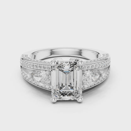 Exquisite Emerald & Pear Cut Diamond Statement Ring