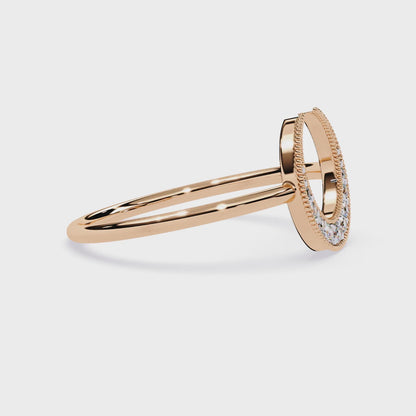 Celestial Radiance: Crescent Moon Diamond Open Ring