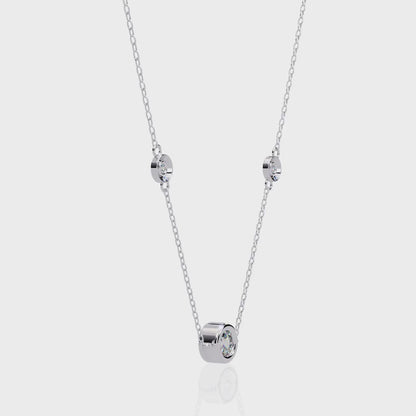 Three-Stone Bezel Diamond Station Necklace